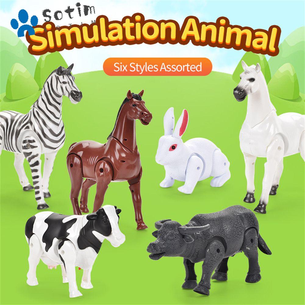SOTIM Livestock Animals Model Battery Operated Cow Toy Milk Zebra ...