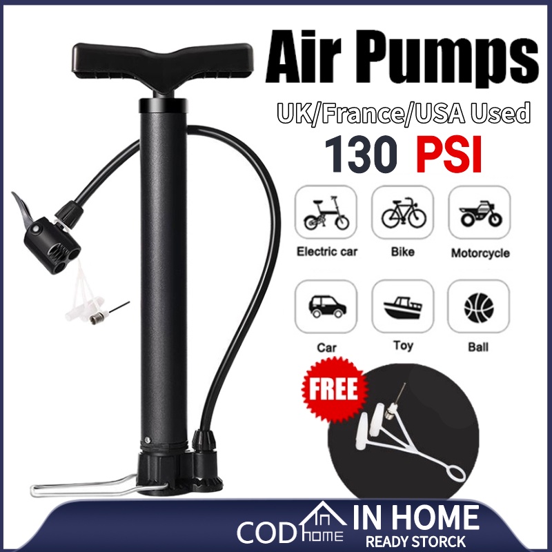 Portable Air Pump Bicycle Pump Inflator High Pressure Ball Pump 130PSI ...