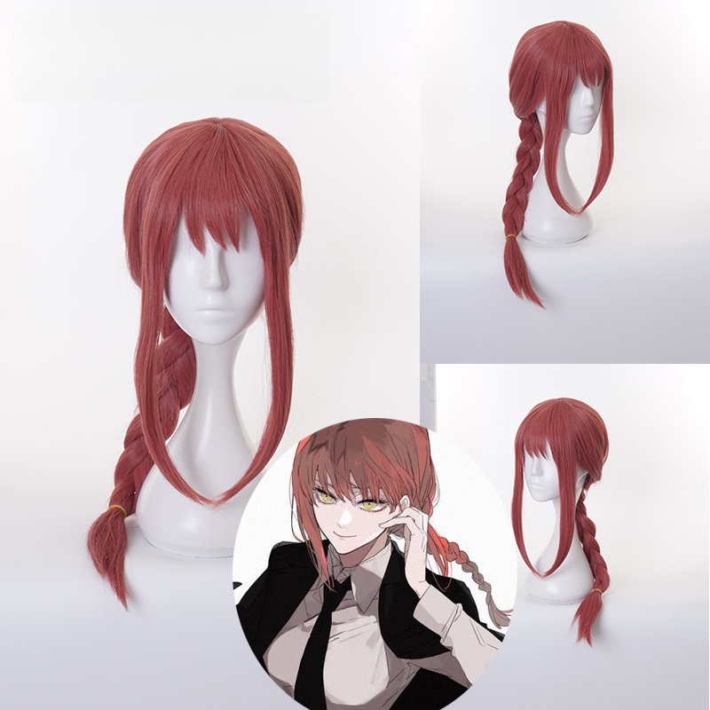 Chainsaw ManMakima Wig Cosplay Prop Pink Long Hair Twist Braid Anime Costume Hairpiece Fluffy