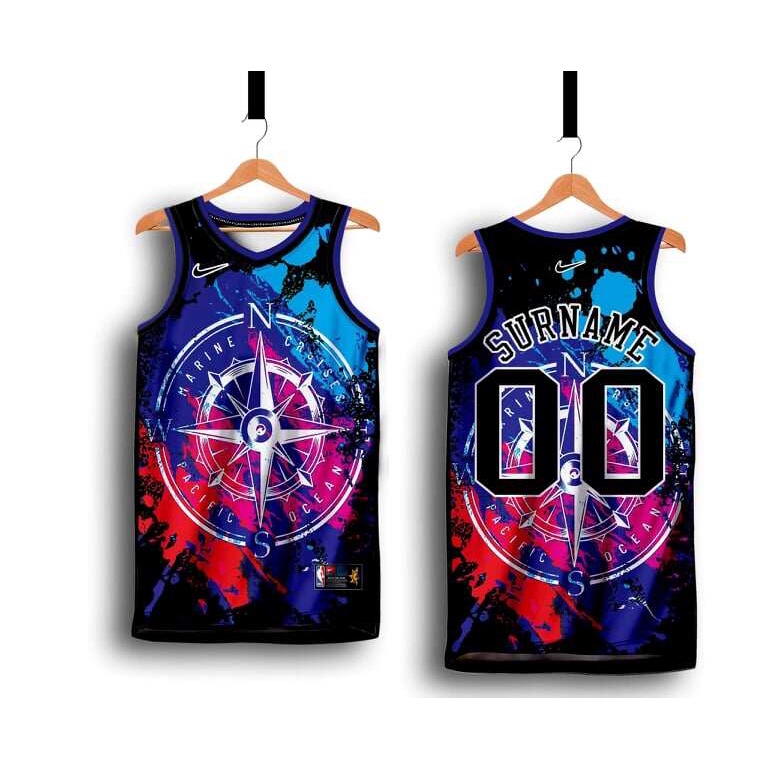 BASKETBALL JERSEY SEAMAN 06 COMPASS COLORED FREE CUSTOMIZE NAME AND