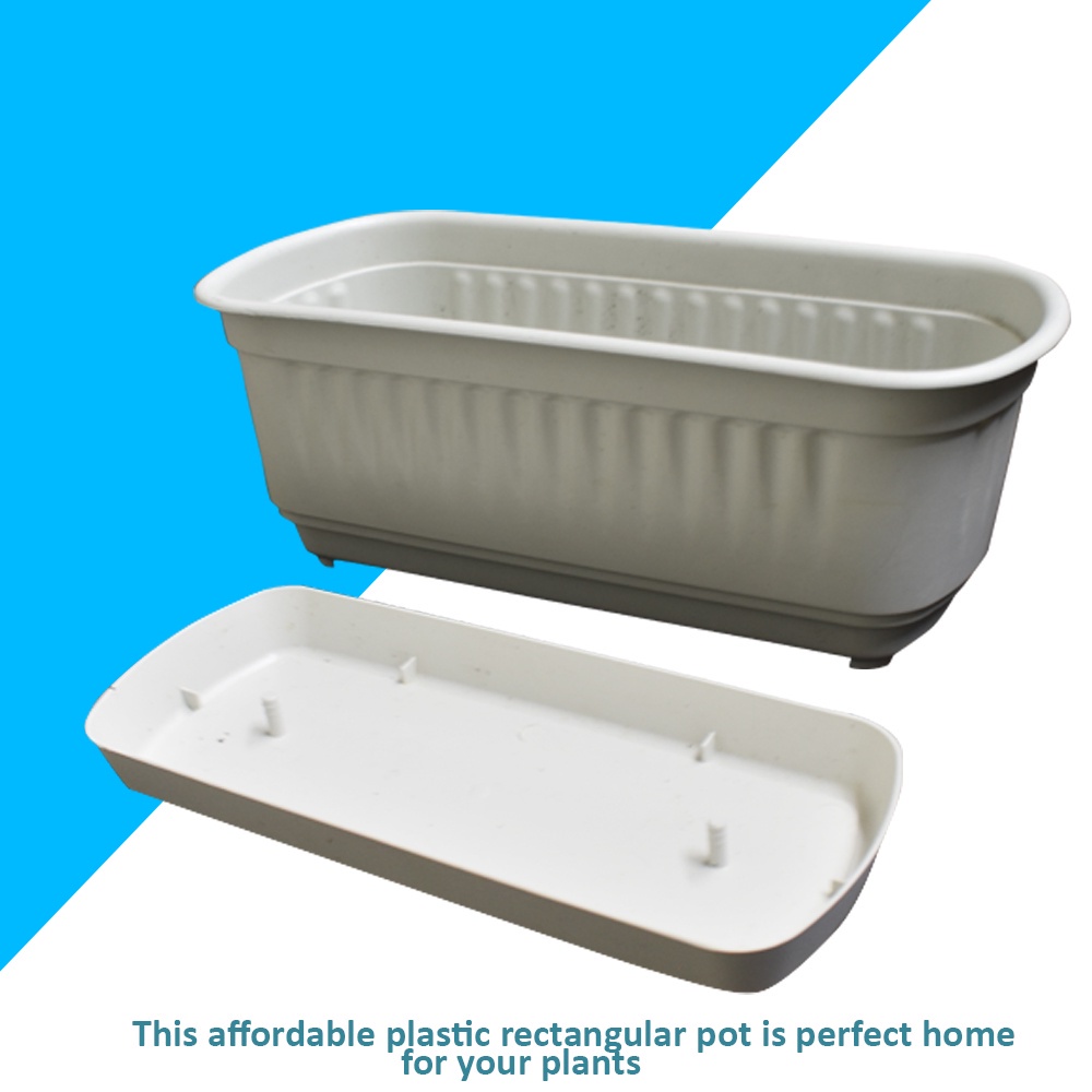 KM25 Plastic Long Rectangular Plant Pot For Gardening Plot Flower