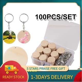 100 Natural Round Wooden Discs with Hole, 35 mm Unfinished Wooden Circles  with Hole with 100 Pieces Key Rings, Natural Wooden Discs for Crafts for  Keyrings DIY Hanging Decorations