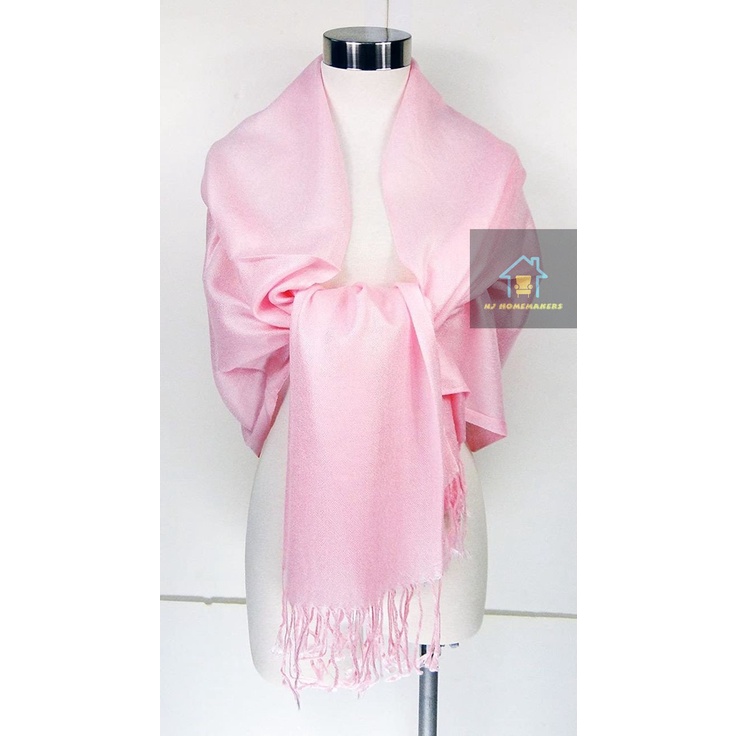 Pashmina / Cashmere Scarf Plain Pink Light Weight Shawl | Shopee ...
