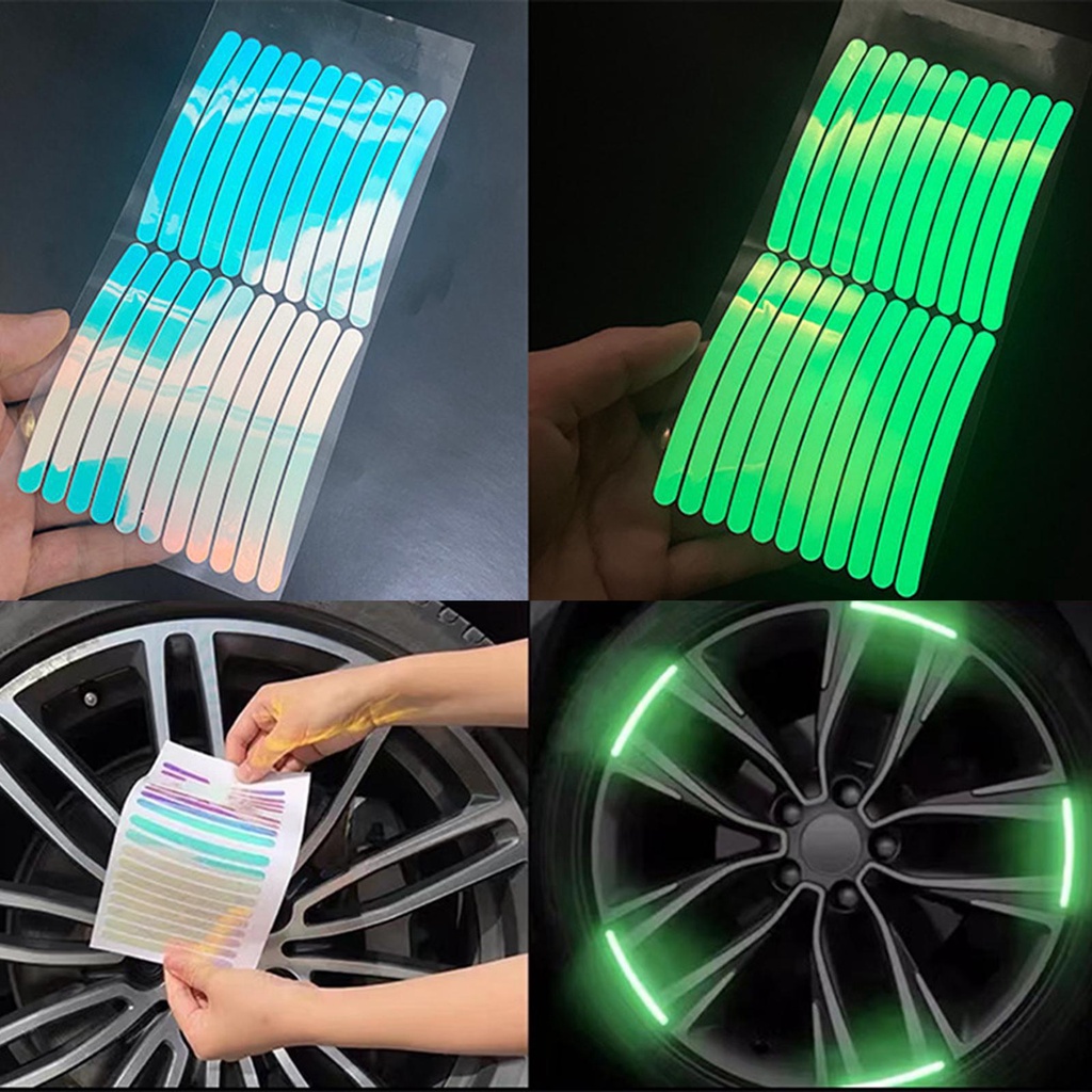 Car Wheel Fluorescent Sticker Car Tire Rim Reflective Decoration Strips ...