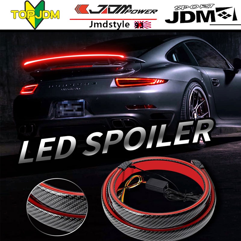 LED Spoilers Car Brake Lights Strip Carbon Rear Wing Lips Kit 1.2M Rear