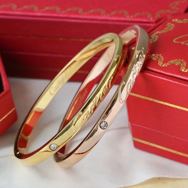 Light Luxury Diamond-Studded Letters 18K Gold Titanium Steel Bracelet ...
