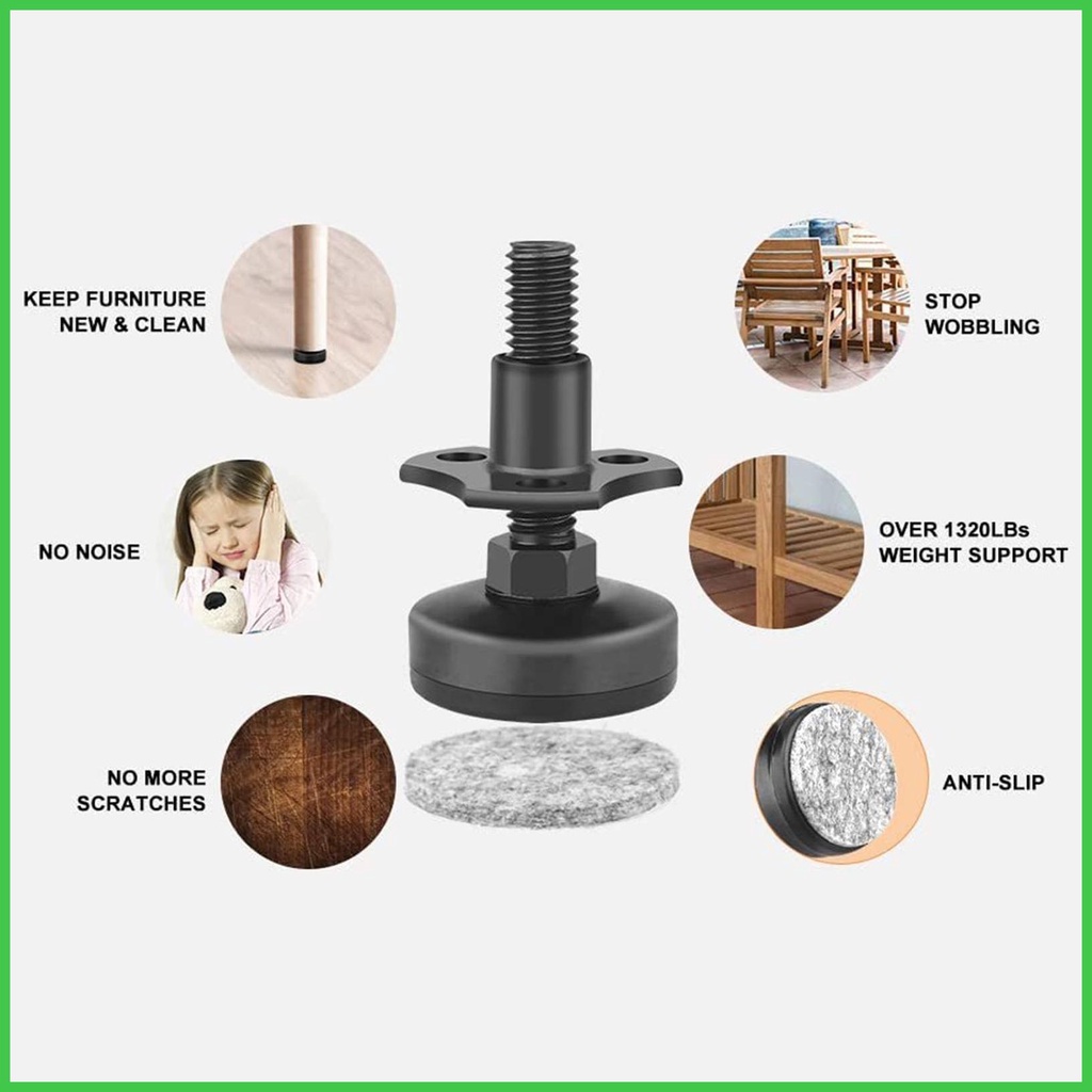 Adjustable Leveling Feet 4pcs Heavy Duty Table Leg Raiser T Nut ...
