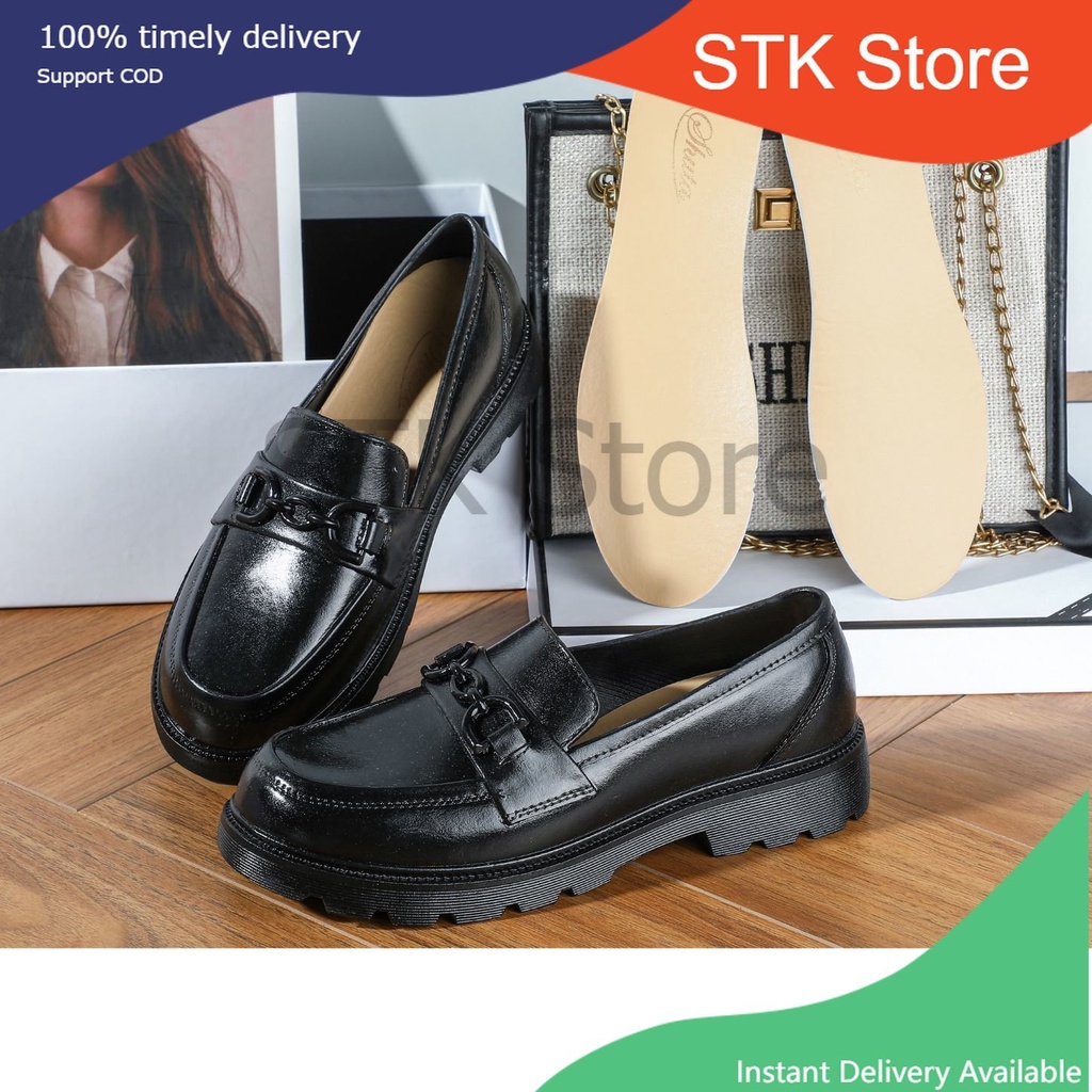 STK563 Japanese Style Cute Loafer Shoes Fashion Girls Premium Black Shoes