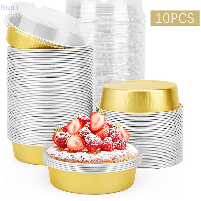 Sun1> 10Pcs 35ml Round Aluminum Foil Baking Mini Cake Pan Baked Cup