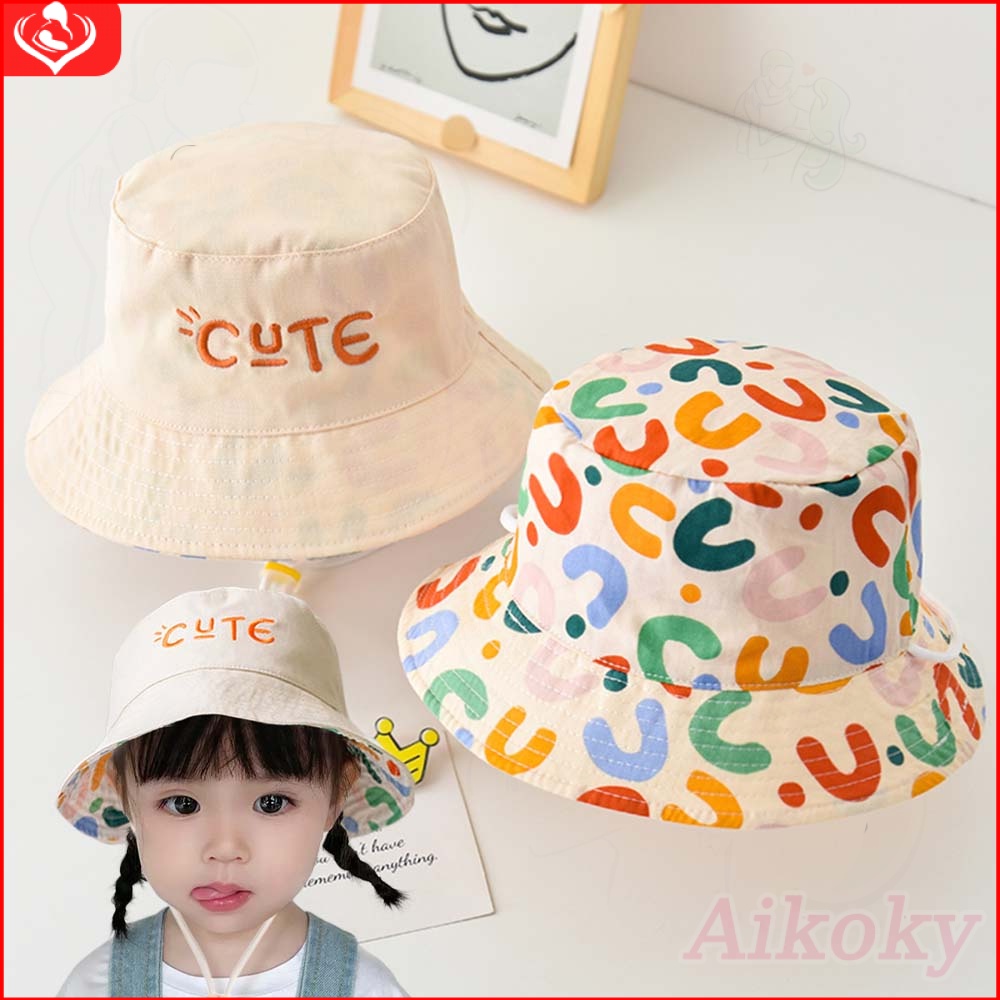 Aikoky bucket hat for kids girl Doublesided Wear bucket hat with