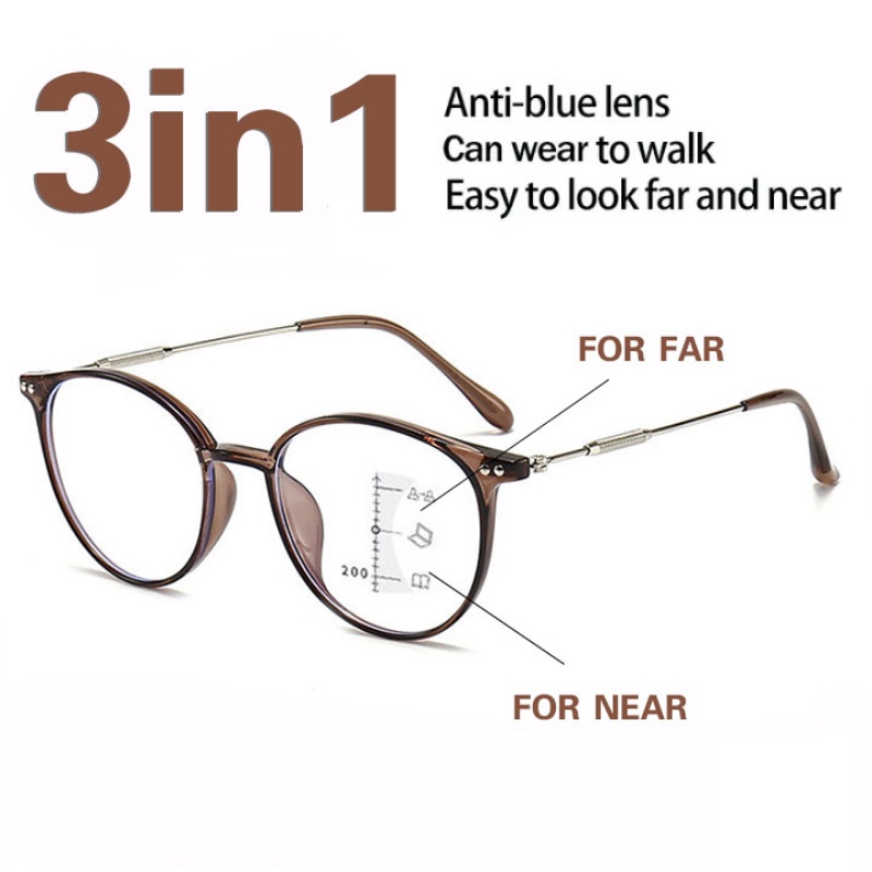 3 In1 Progressive Multifocal Reading Glasses Men Women Look Far and