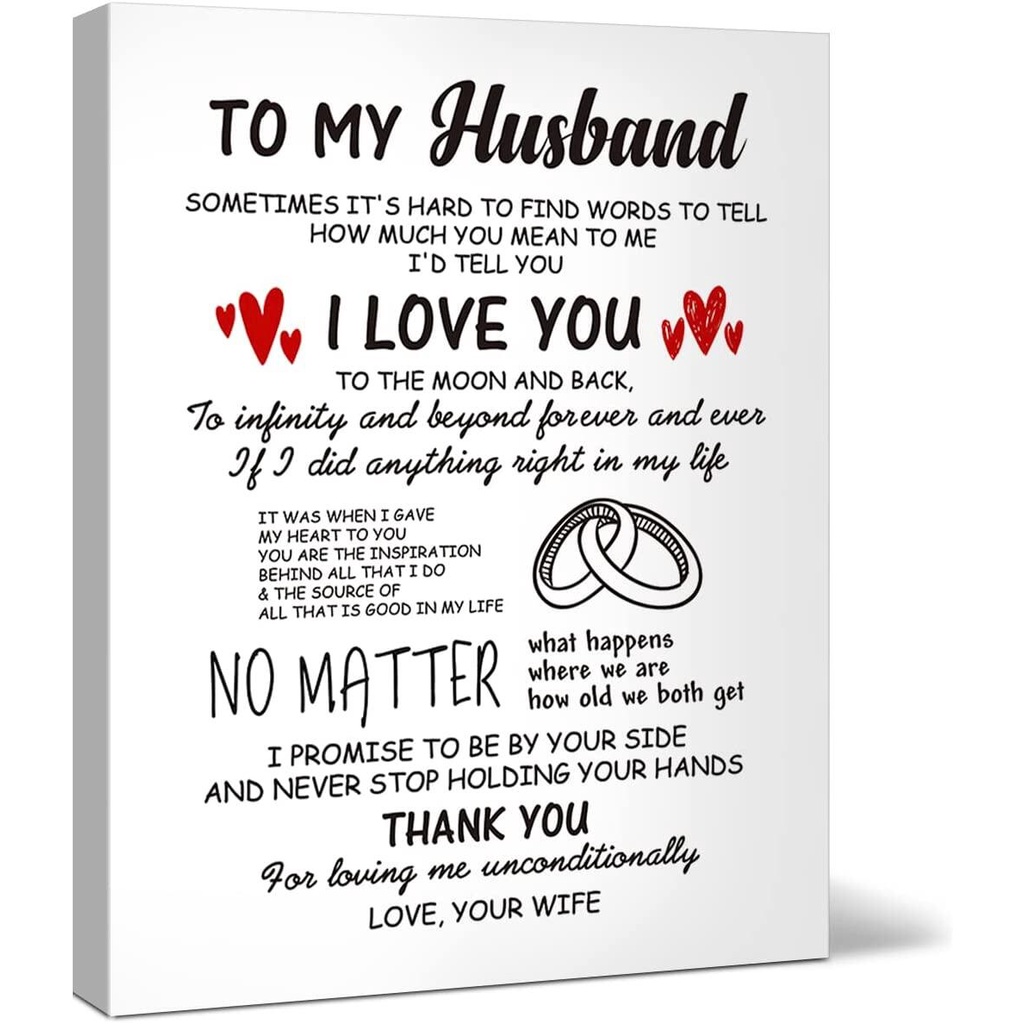 Romantic For My Husband I Love You To the Moon and Back Canvas Wall Art ...
