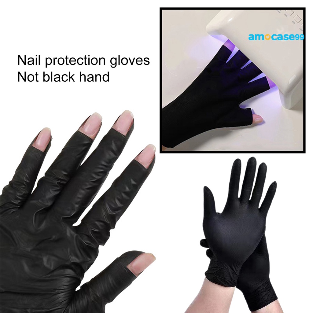 ACA_1 Set Manicure Gloves AntiUV Protect Hands Fingerless Elastic Anti