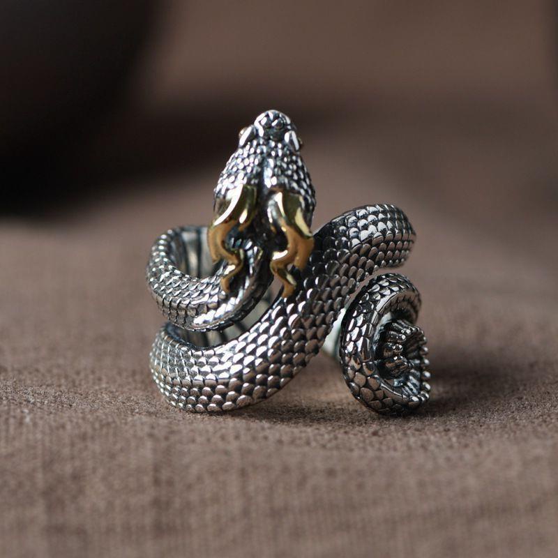 Vintage Style Python Ring, Niche Personality, Men's Open End Ring ...