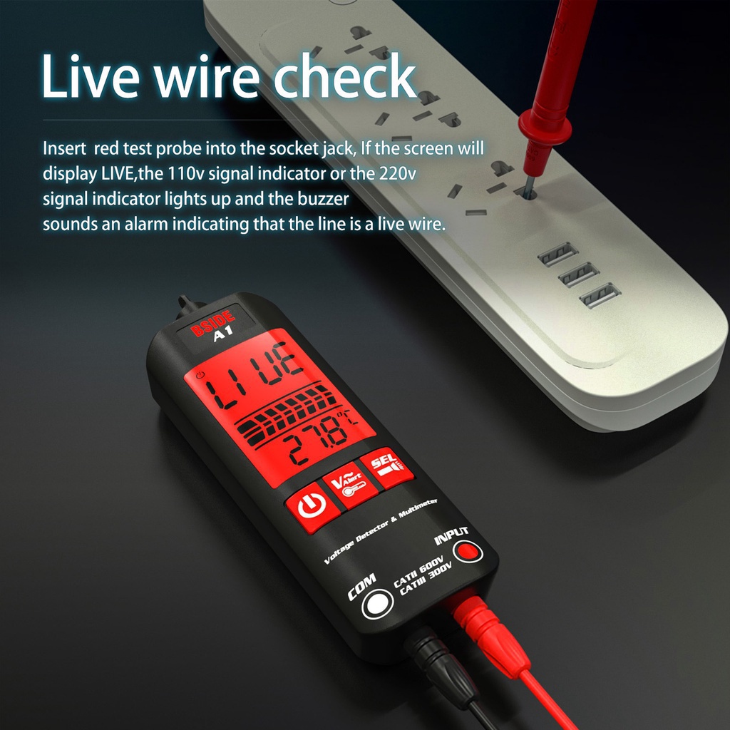 A1 Mini Multimeter Lcd Digital Tester Voltage Detector 2000 Dcac Frequency Resistance Ncv Live