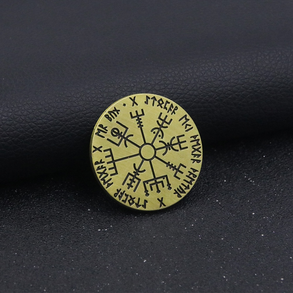 Nordic Vegvisir Viking Compass Coin Magical Rune Staves Numbering Coins ...