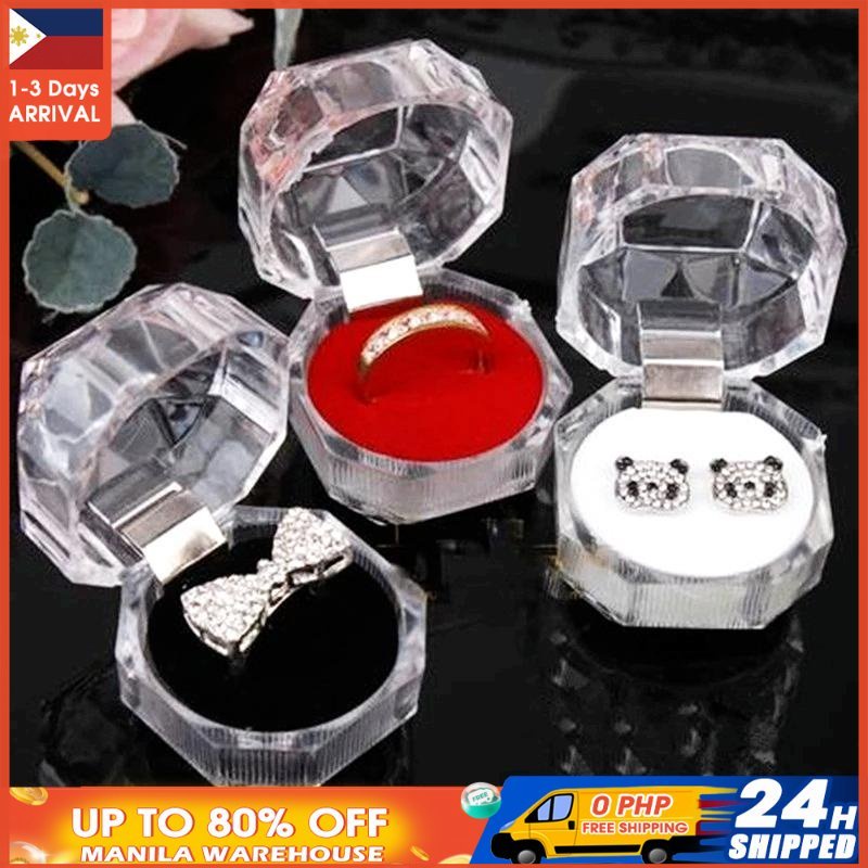 Acrylic Crystal Ring Boxes Jewelry Storage Display Box Ring Organizer ...