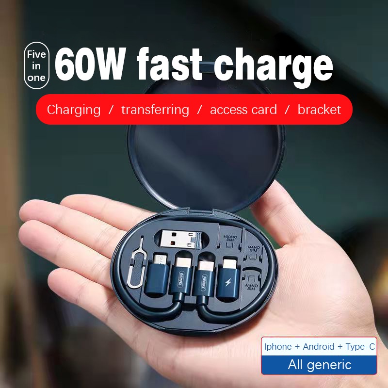 60W Fast Charger Multi-function Data Cable 9 In 1 Cable Case Mobile ...