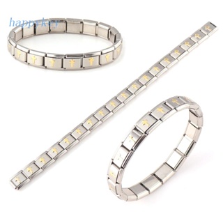 Italian Charm Bracelet Stainless Steel Silver Gold & Heart Links 9 mm  Modular