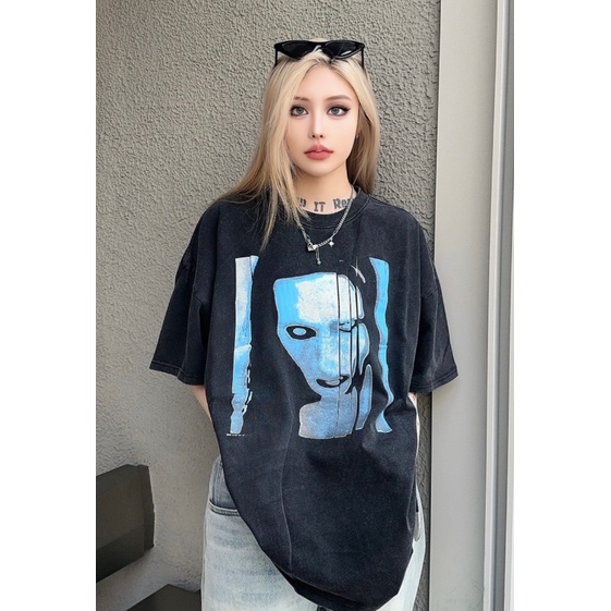 Marilyn Manson T Shirt Fog Vintage Marilyn Short Sleeve Distressed Portrait T-shirt