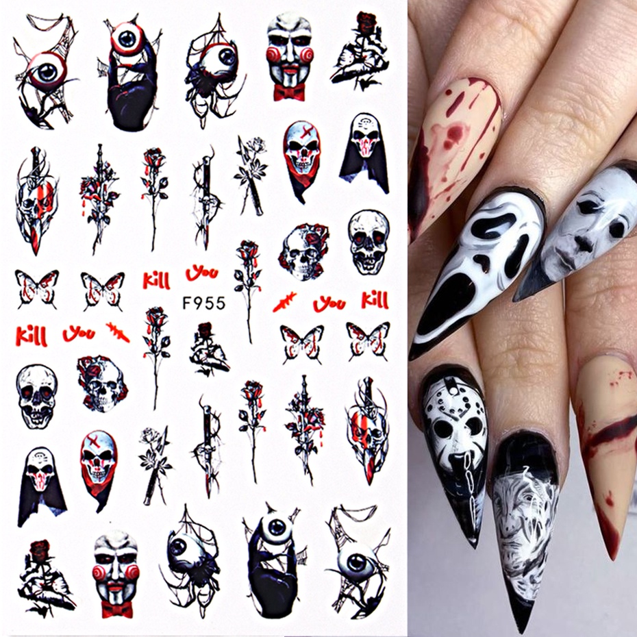 Stickers Halloween Pour Ongles 3D – Décalcomanies Nail Art – Lot CY11 – Neuf