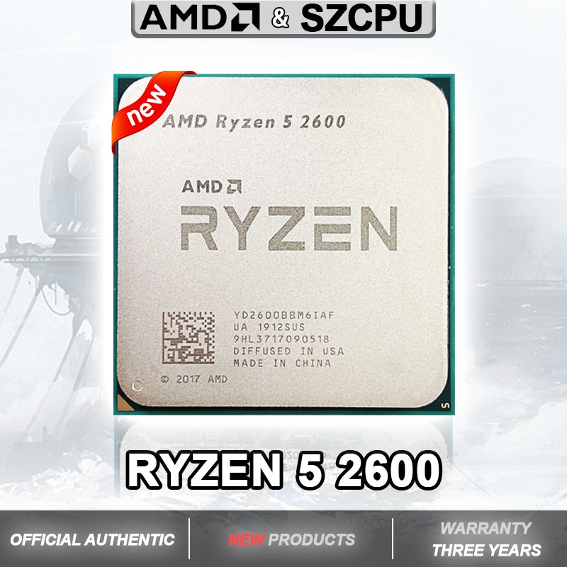 AMD Ryzen 5 2600 CPU Processor R5 2600 3.4 GHz Six-Core Twelve-Thread ...
