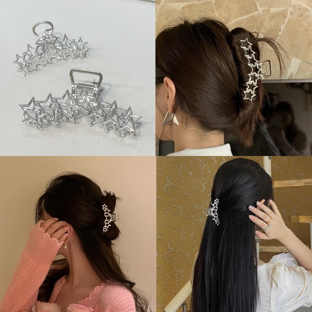 Metal Star Silver Hair Clip Large Hair Clip Shark Hair Clip | Shopee ...