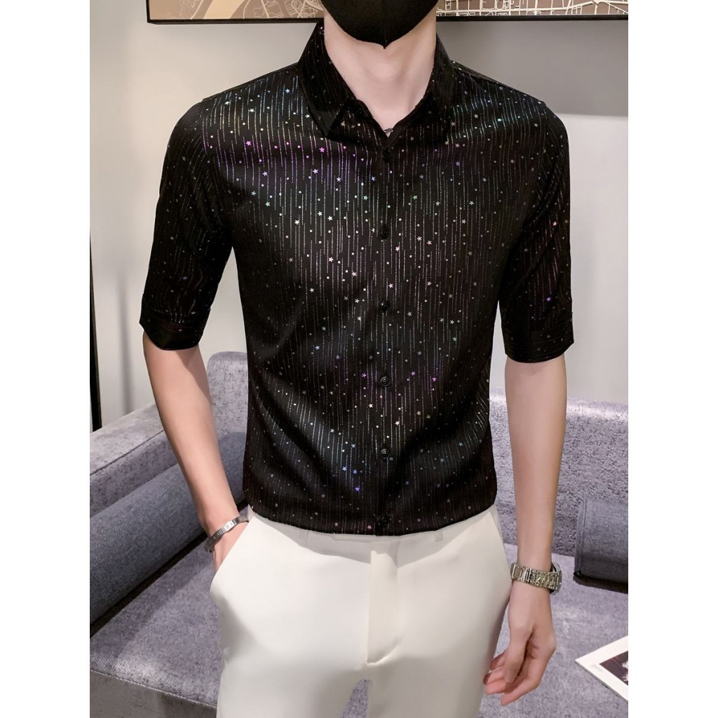 Men's Short Sleeve Shirt & Shorts 2-Piece Set - Summer Casual Beach Sports Outfit, Polyester Blend