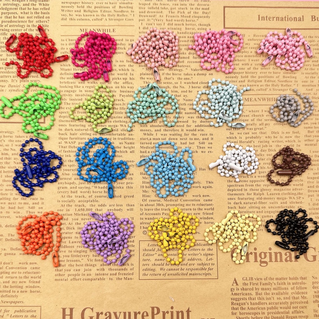 50pcs Colorful Ball Bead Chains Fits Key Chain/Dolls/Label Hand Tag