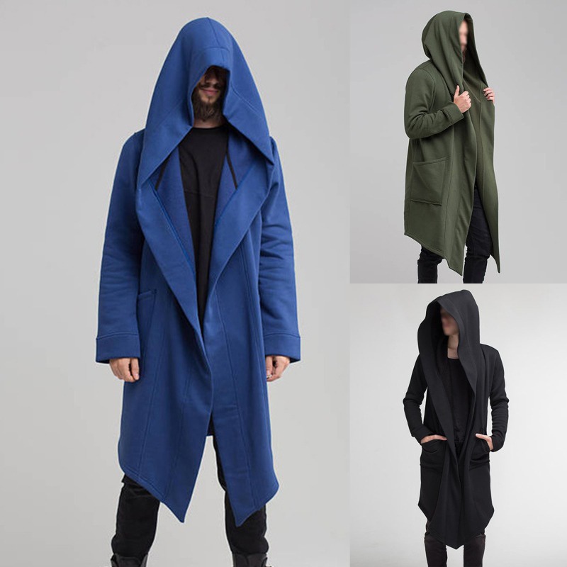 Men Women Unisex Casual Open Stitch Gothic Hooded Long Cloak Cape Coat Fashion Hoodies Cardigan Solid Pocket Loose Black Trench Jacket Shopee Philippines