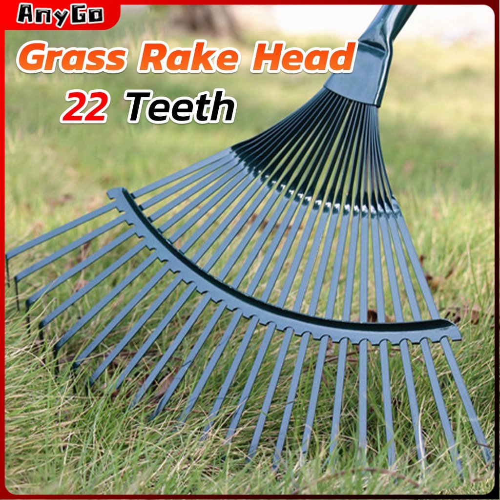 AnyGo 22 Teeth Grass Rake Head Garden Leaf Rake Cleaning Tool Outdoor ...