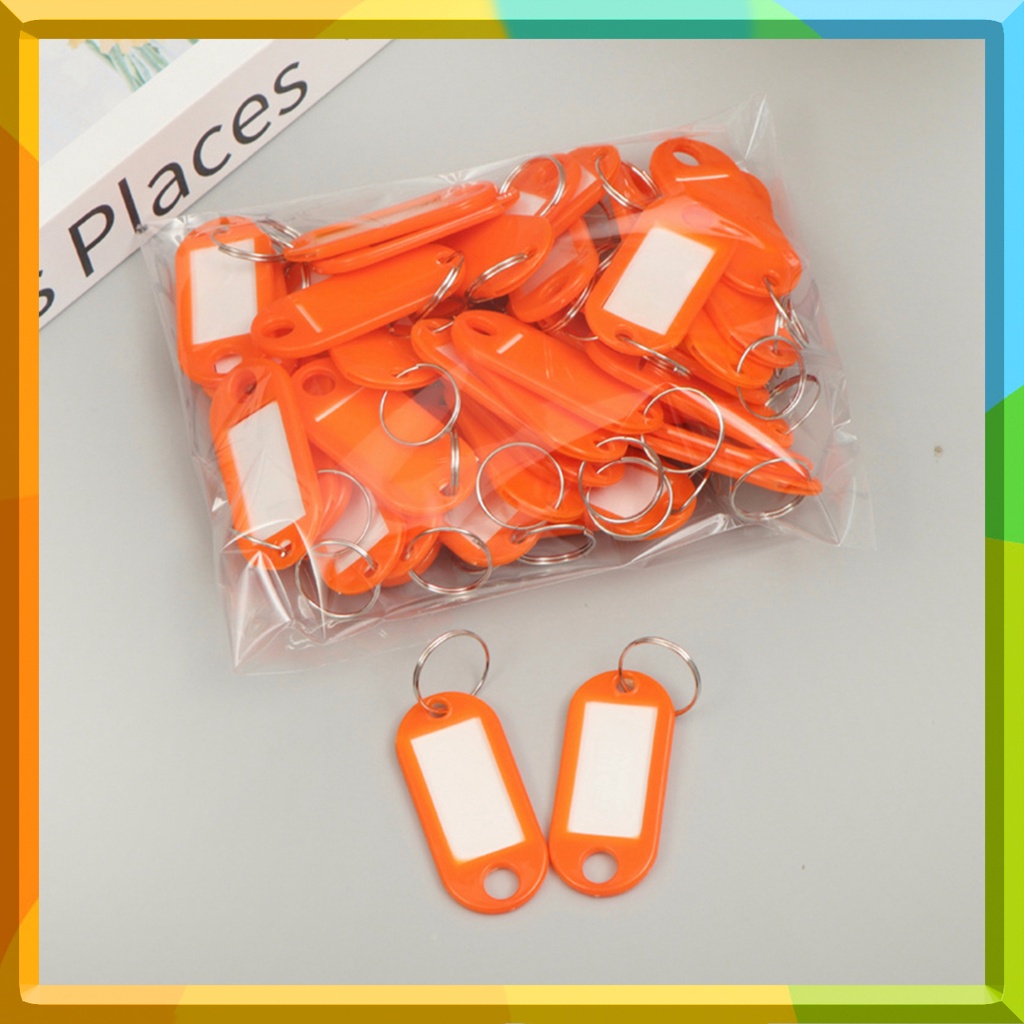 50 Pcs Portable Key ID Tag Tough Plastic Key Tags with Split Ring Label ...