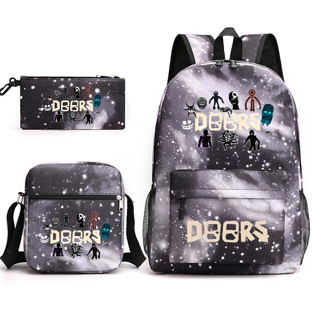 Doors roblox Three-Piece Set School Bag Printed Breathable Practical  Backpack Large Capacity Canvas Bag | Shopee Philippines