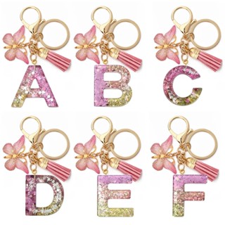 Fashion A-Z Letter Keychains Glitter Sequin Filled 26 Initials Resin ...