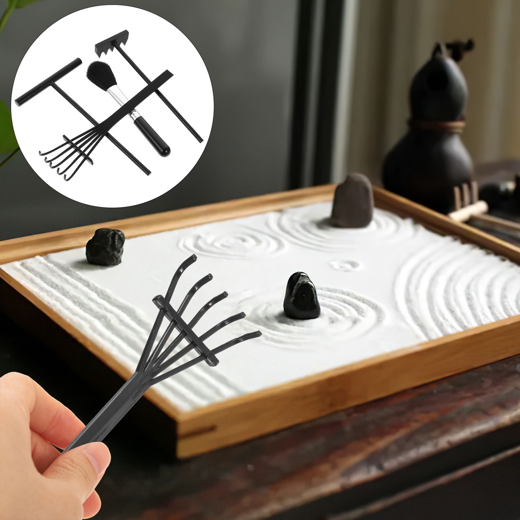 Rake Garden Zen Sand Meditation Tools Mini Bamboo Miniature Moss ...