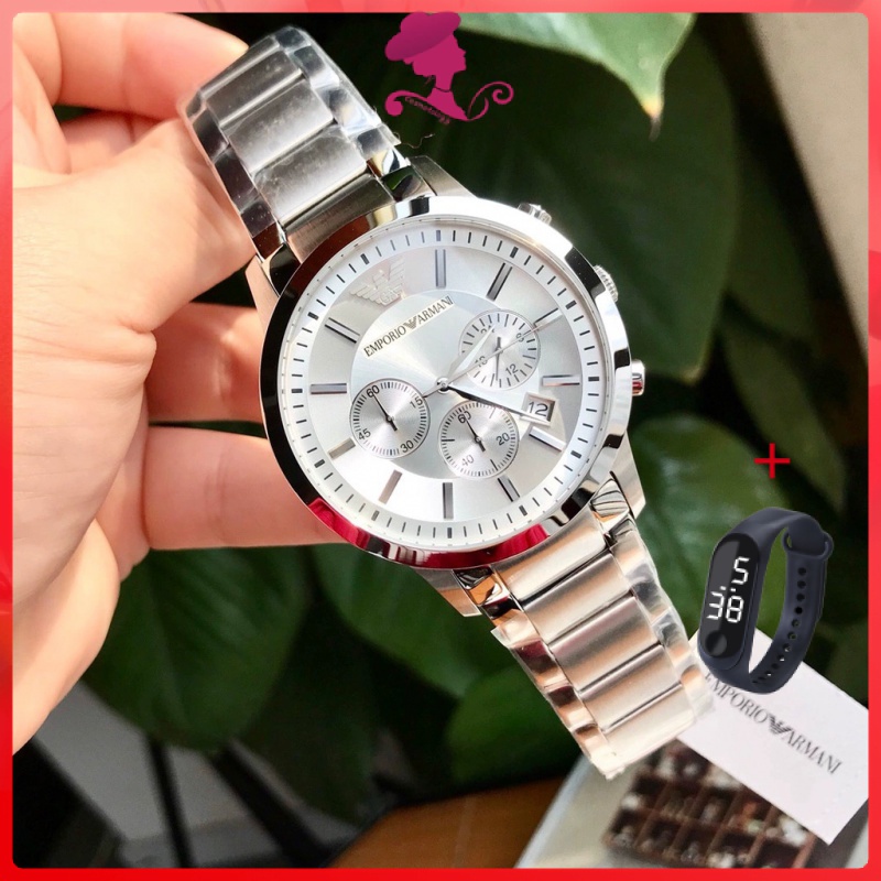 Original Emporio Armani watch for men relo for men mens watch stainless waterproof Classic Chronograph Silver Multi Function Fashion 43mm AR2458 Shopee Philippines