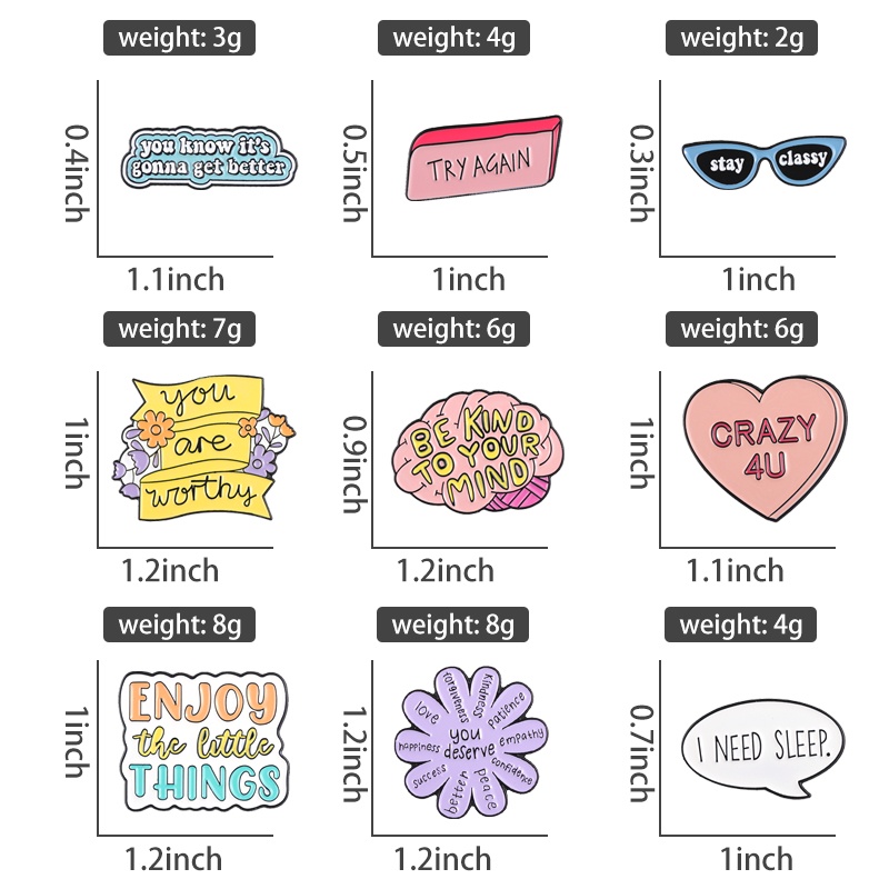Funny Text Enamel Pins Cute Inspirational Text Brooch Badges Lapel Pin ...