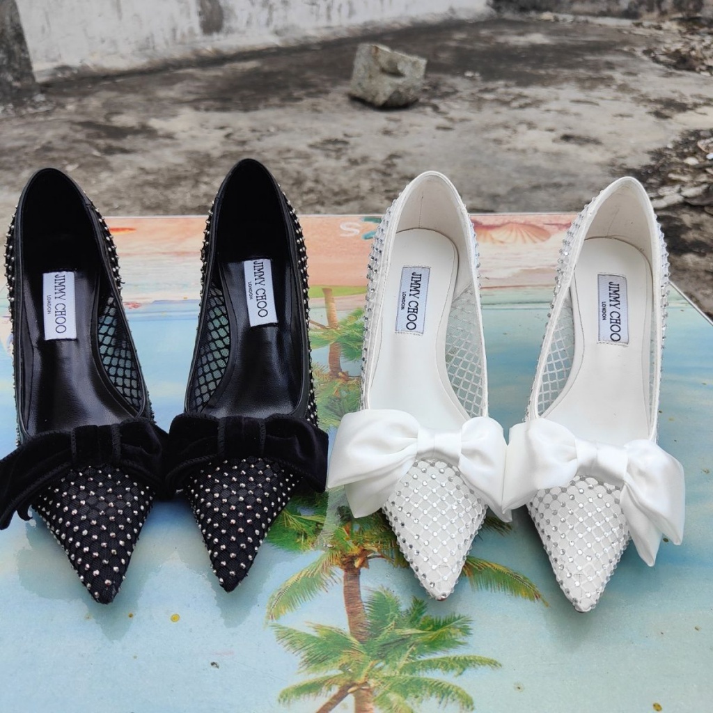 Pointed Toe High Heel Rhinestone Bow Pumps European and American