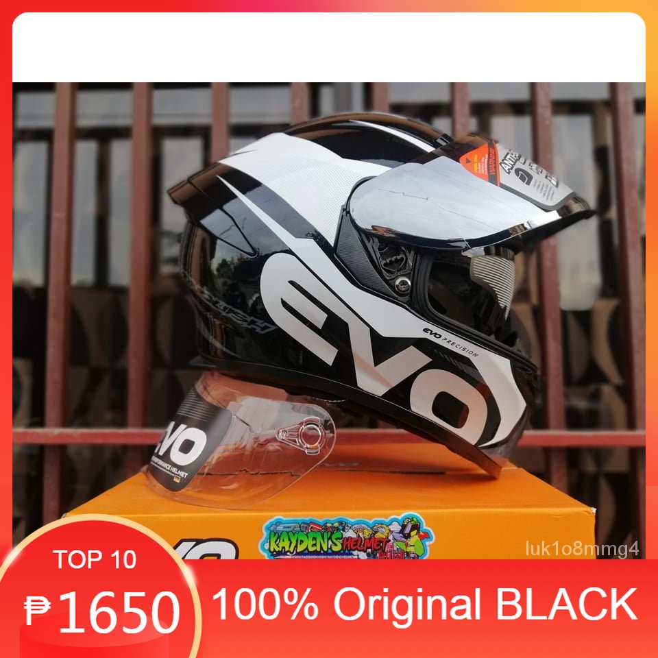EVO GSX3000 VANQUISH FREE EXTRA LENS BLACK WHITE Dual Visor HELMET