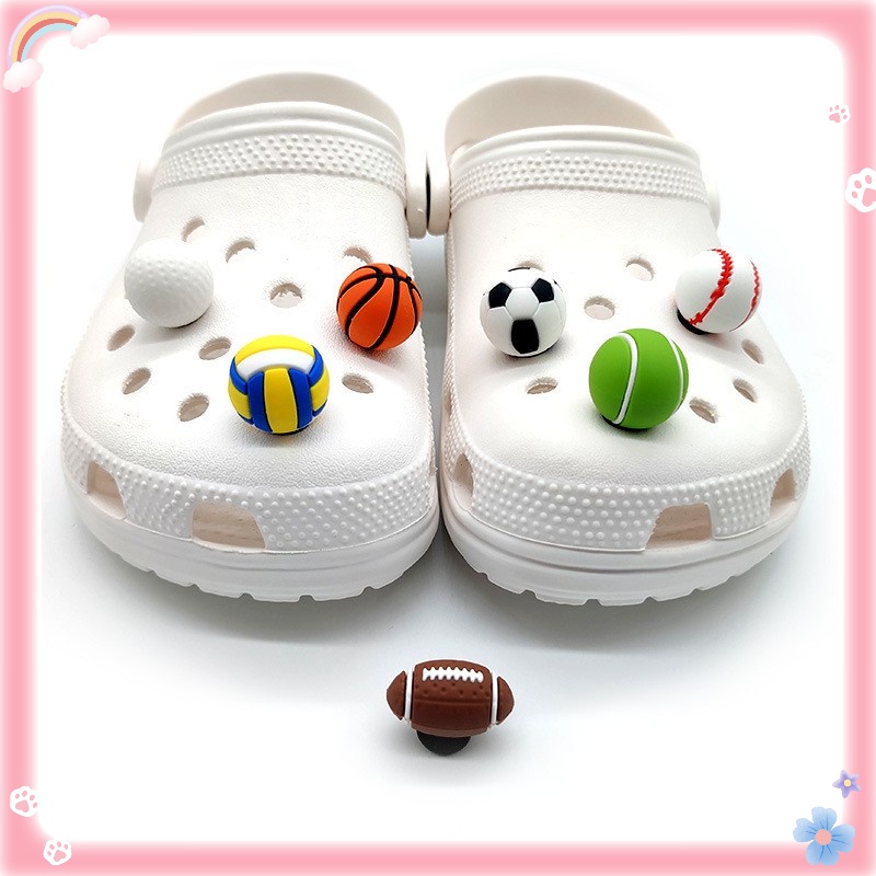 3D Creative Crocs Accessories Popular Jibbitz Ball Series Crocs Button Basketball Volleyball