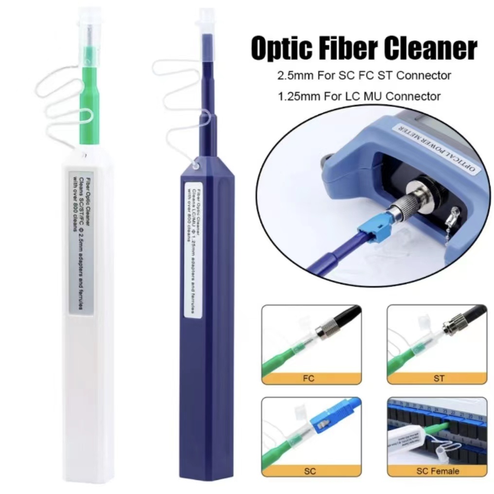 White Universal SC/FC/ST Fiber Optic Connector Cleaner Pen Tool 1.25mm