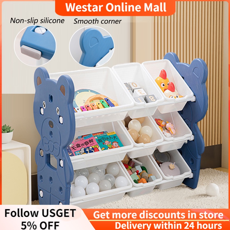 Children's Bookshelf Toy Storage Rack Kids Bookshelf Multifunctional