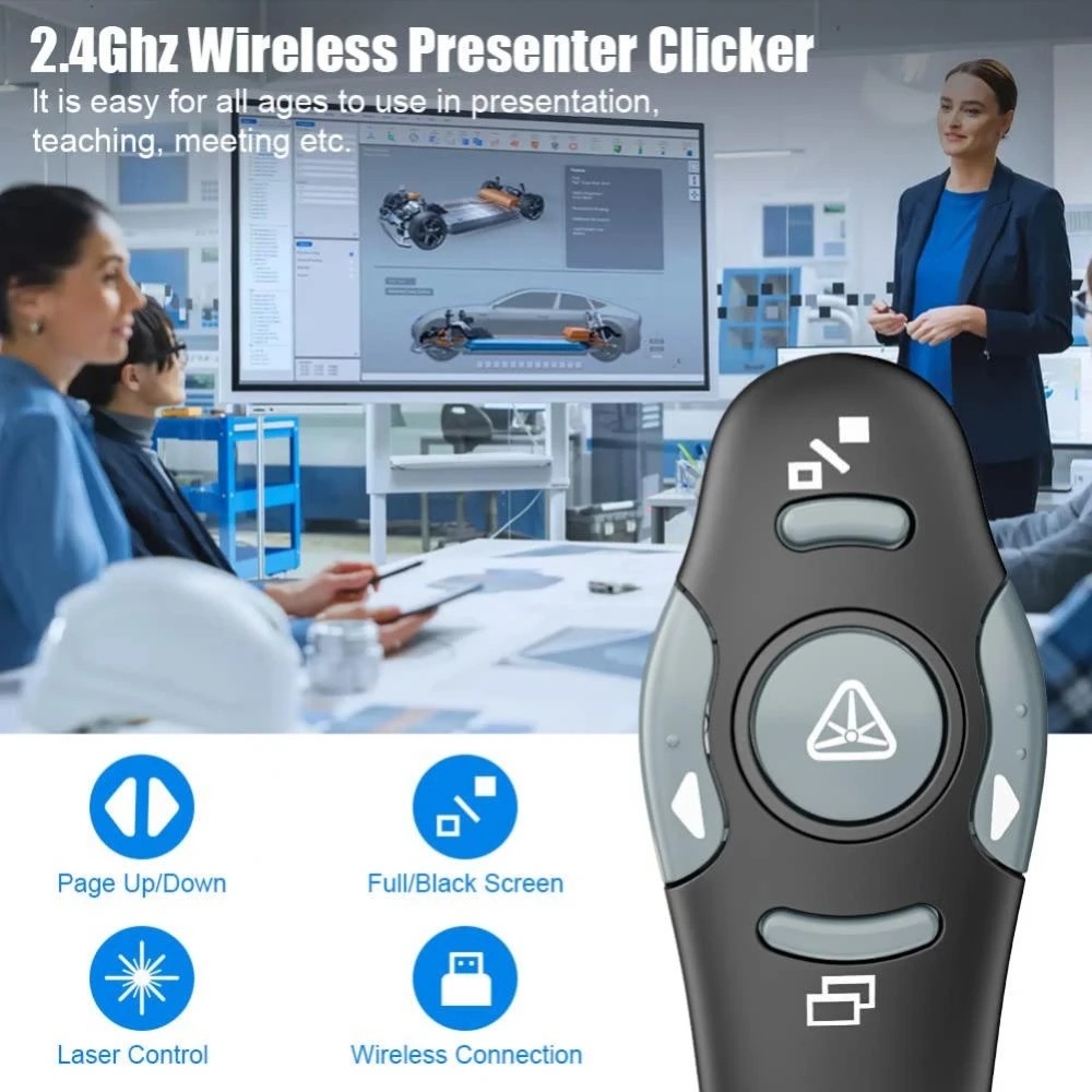 2.4GHz Wireless USB Powerpoint Presentation PPT Flip Pen Clicker Laser ...
