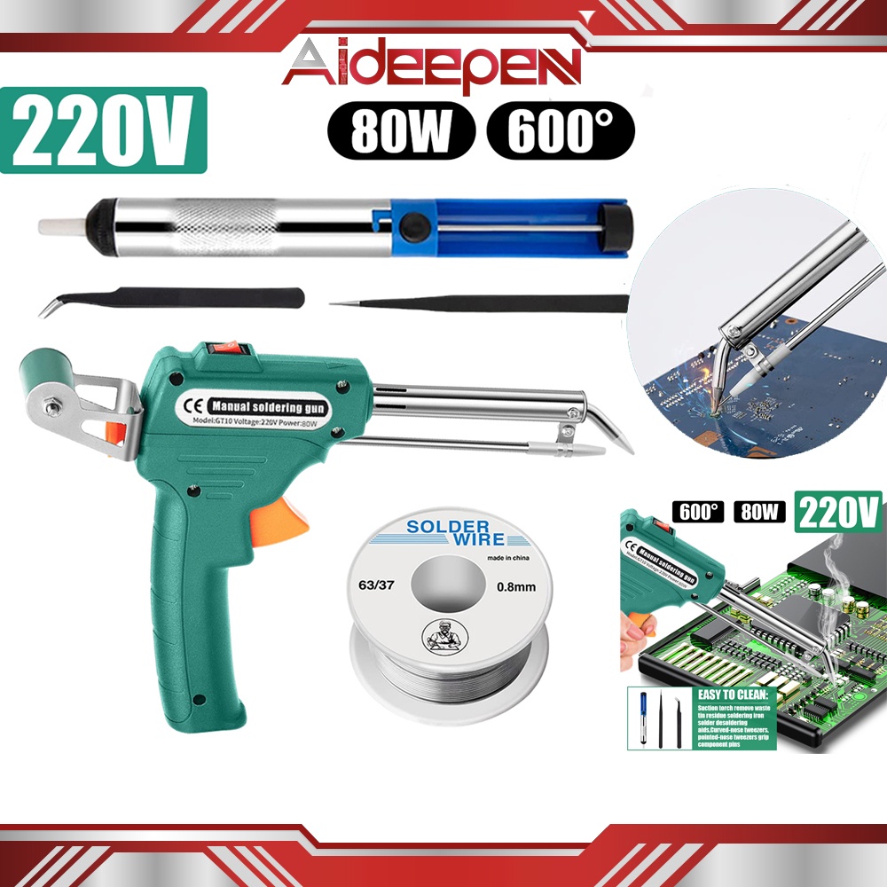 80W Soldering Iron Kit – Digital Display, Auto-Feed Wire, 180–520°C – Great For Circuit Boards & Electronics Repair
