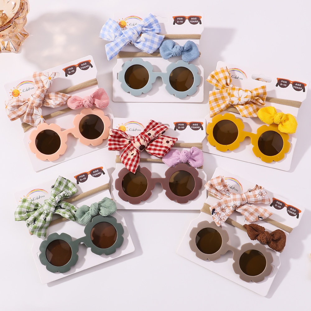Girls Bow Hair Clip and Heart Shaped Sunglasses Set for Kids