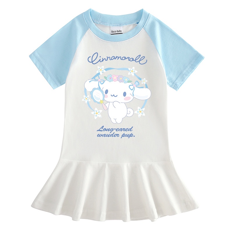 Cartoon Cinnamoroll Half Sleeve Girls Dress Girl Baby Cotton Cute ...