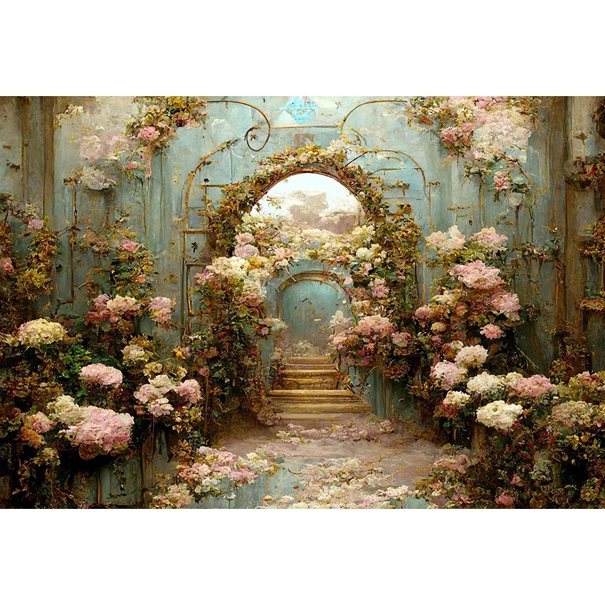 NEW Vintage Oil Painting Garden Spring Photography Background Rose ...