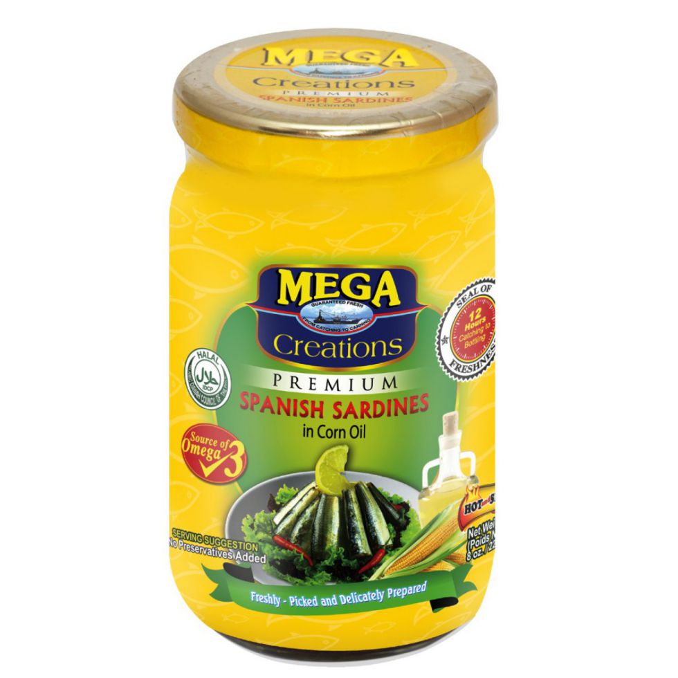 Mega Sardines Spanish Style In Bottle In Corn Oil 225g Shopee Philippines