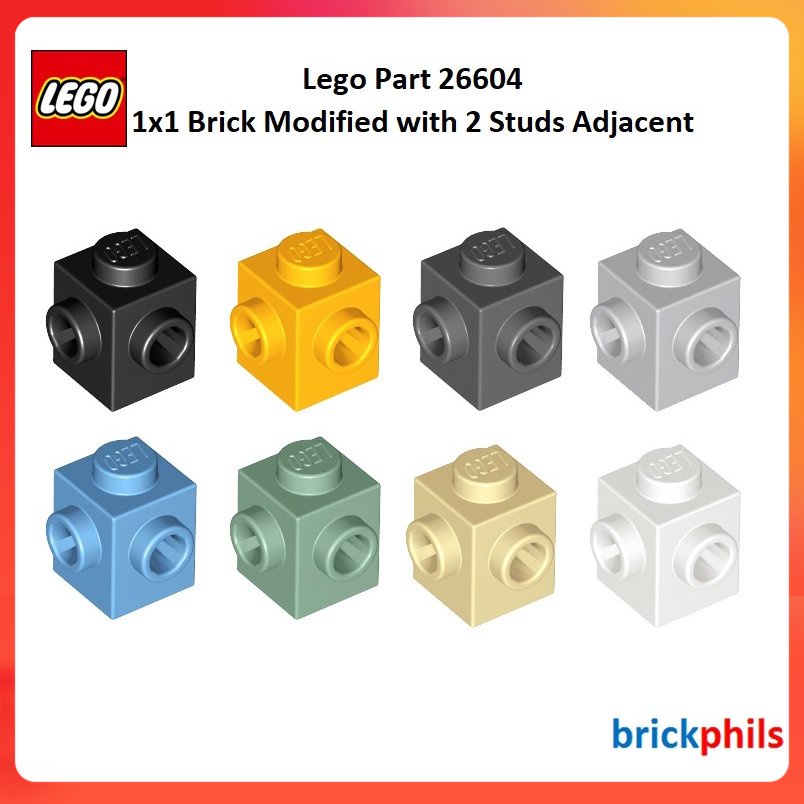 Lego Part 26604 1x1 Brick Modified with 2 Studs Adjacent (5pcs per Lot ...