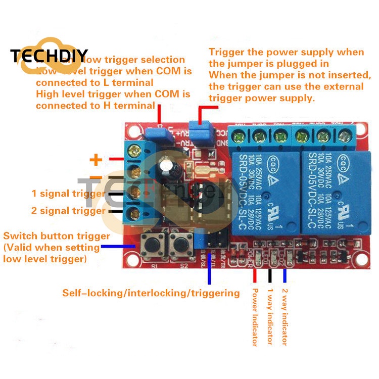 5V 12V 24V 2 Channel Button Self-locking Interlock Three-selection One ...